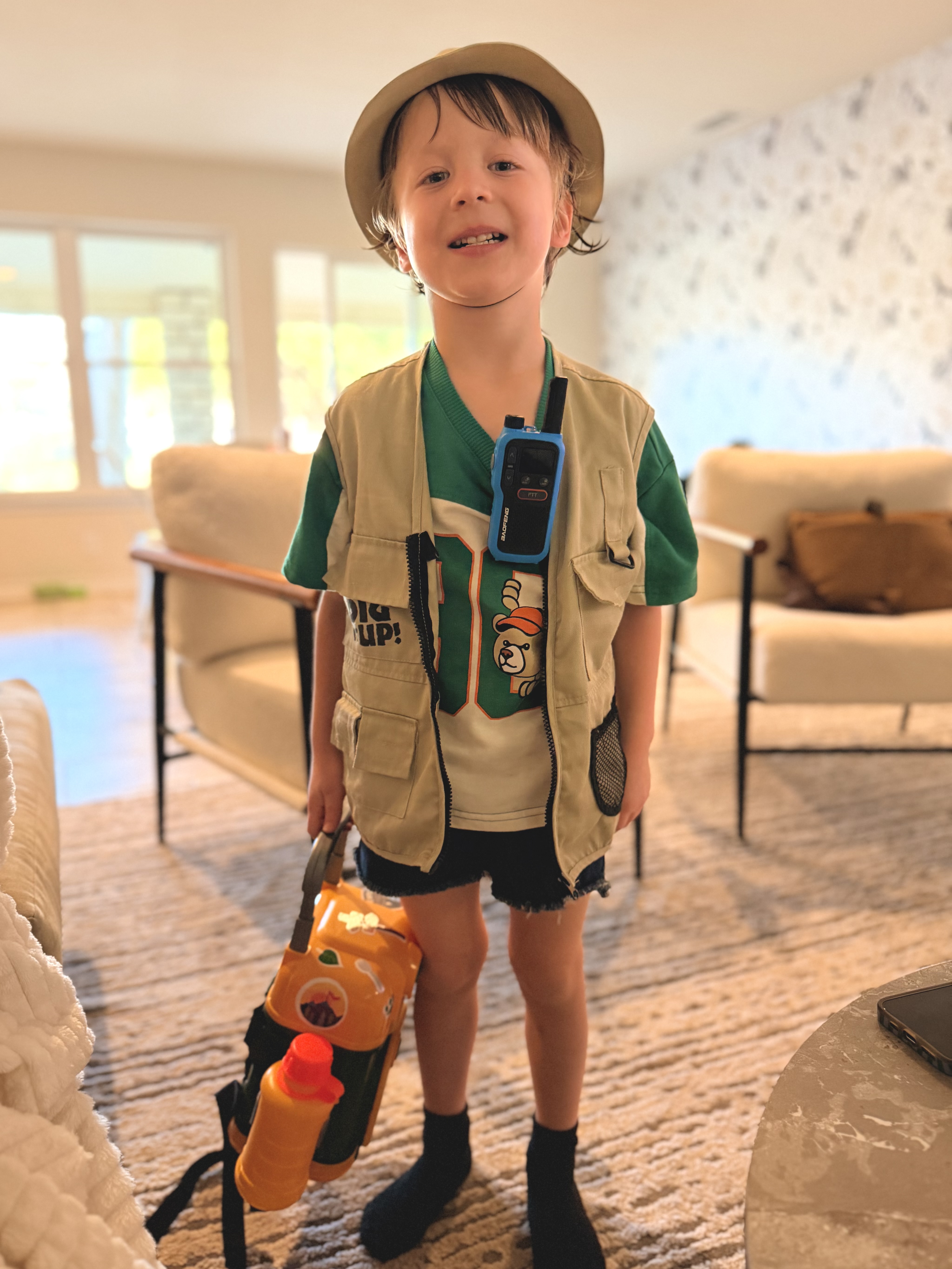 Gus suited up for Dinosaur World