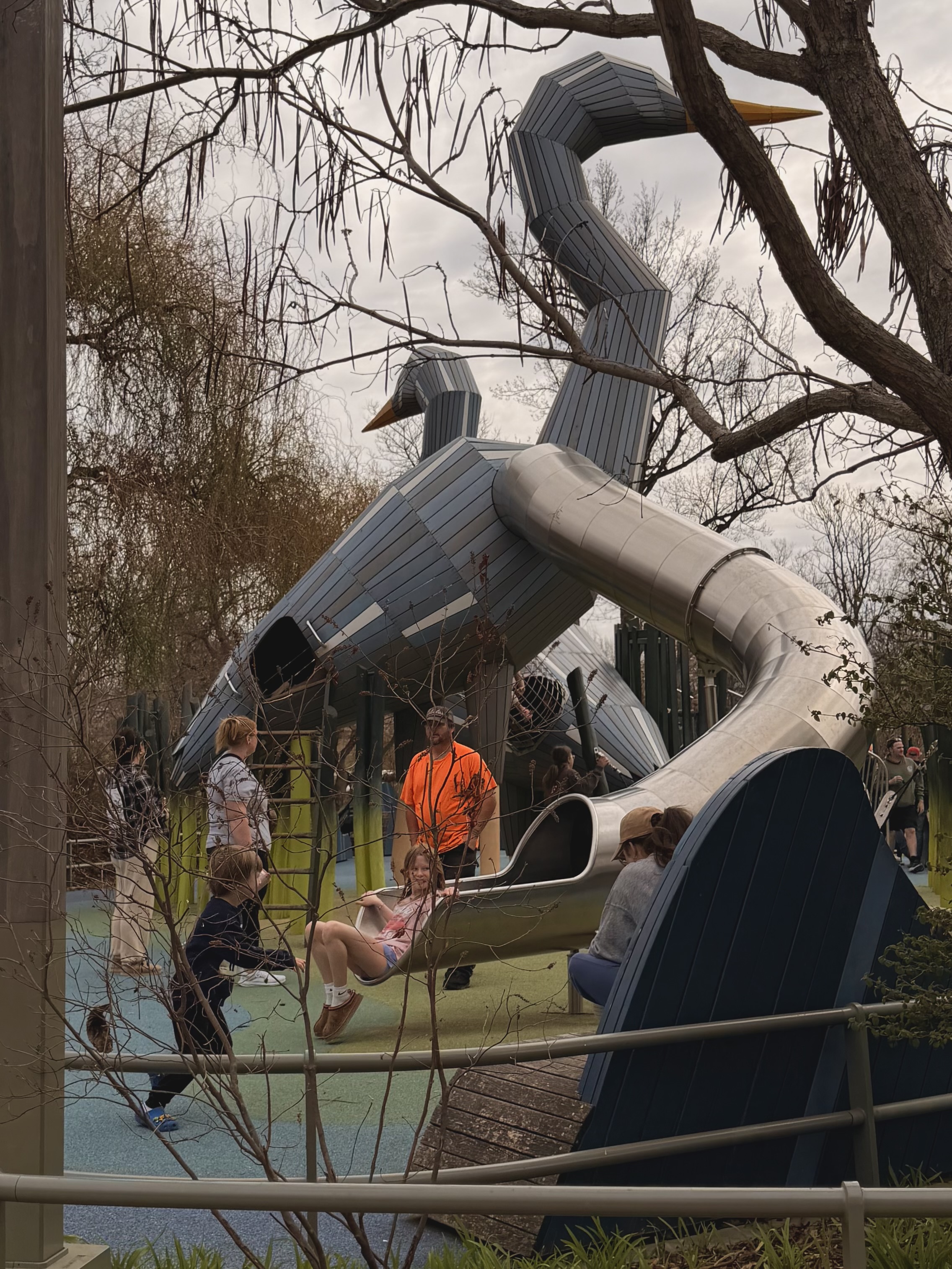 Giant sculptural slide at the Gathering Place