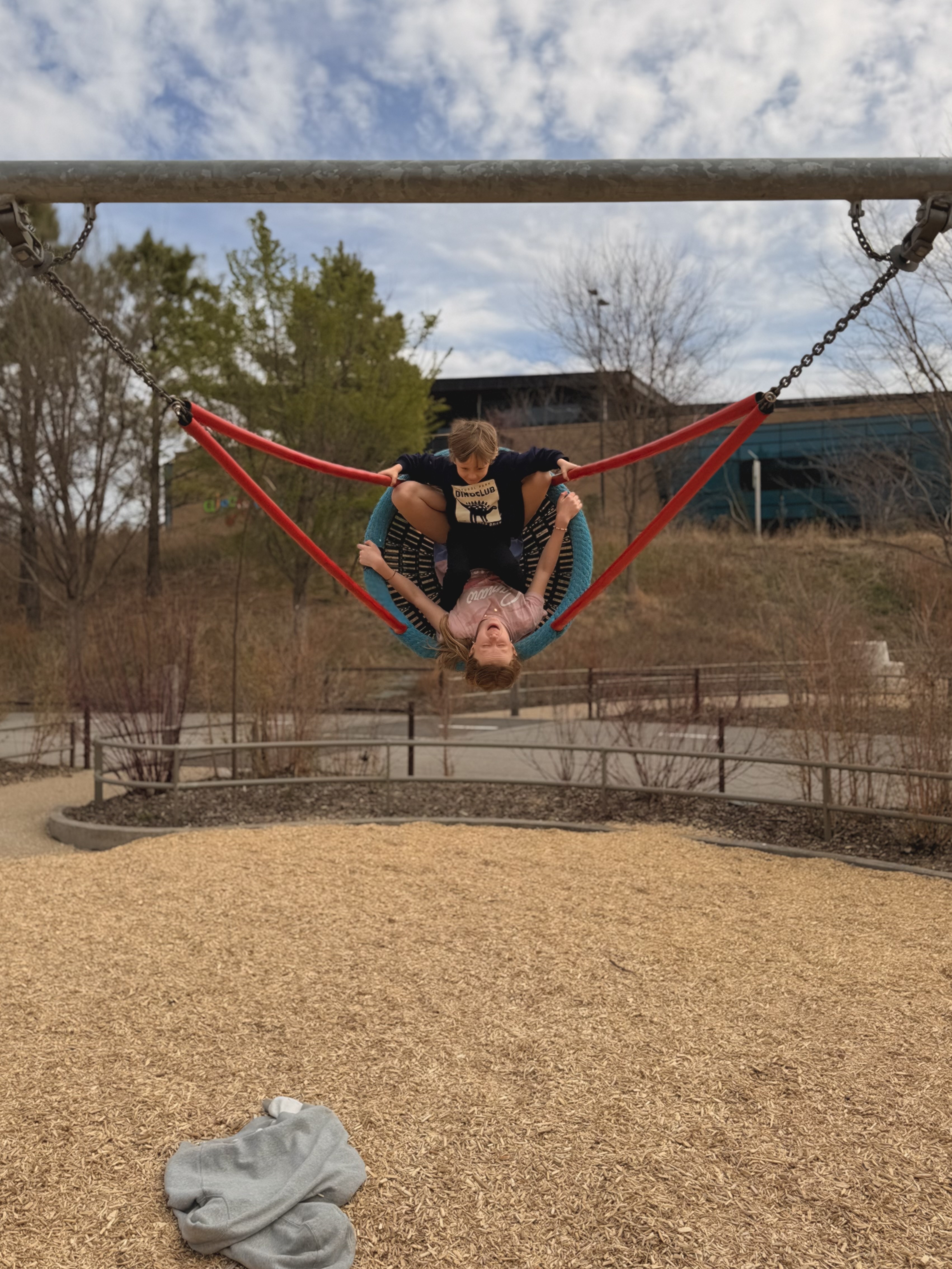 Ruby and Gus on the hammock swing